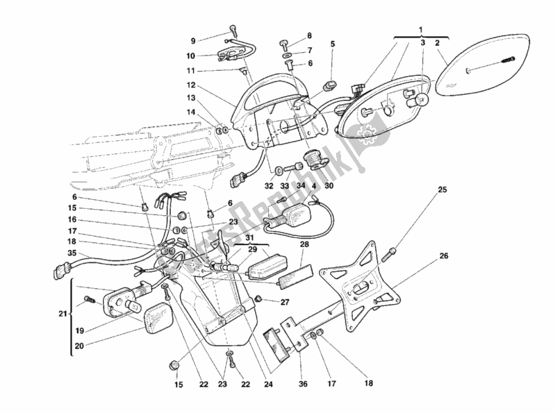 Toutes les pièces pour le Feu Arrière du Ducati Supersport 900 SS USA 1999